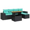 vidaXL 6 Piece Garden Sofa Set with Cushions Black Poly Rattan