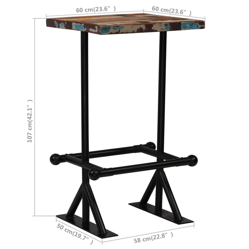 vidaXL Bar Set 3 Piece Solid Reclaimed Wood Multicolour