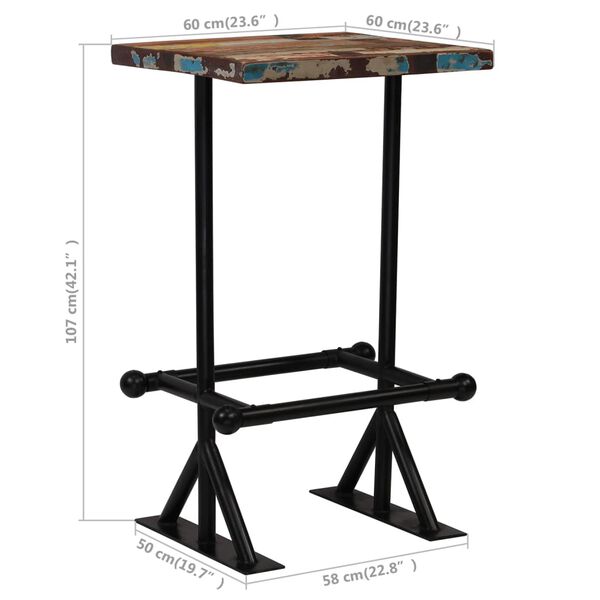 vidaXL Bar Set 3 Piece Solid Reclaimed Wood Multicolour