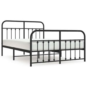 vidaXL Metal Bed Frame without Mattress with Footboard Black 150x200cm