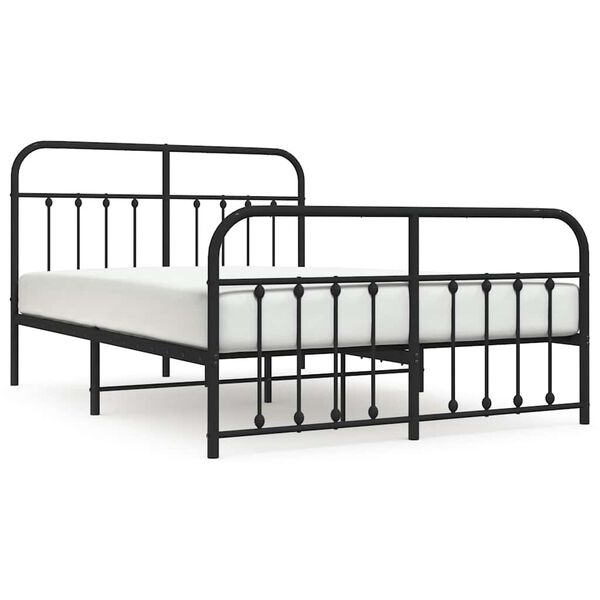 vidaXL Metal Bed Frame without Mattress with Footboard Black 150x200cm