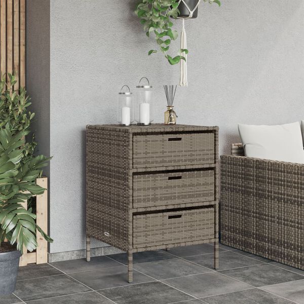 vidaXL Garden Storage Cabinet Grey 55x59x80 cm Poly Rattan
