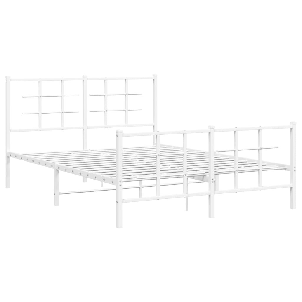vidaXL Metal Bed Frame without Mattress with Footboard White 135x190cm