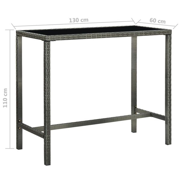 vidaXL 5 Piece Garden Bar Set with Cushions Poly Rattan Grey