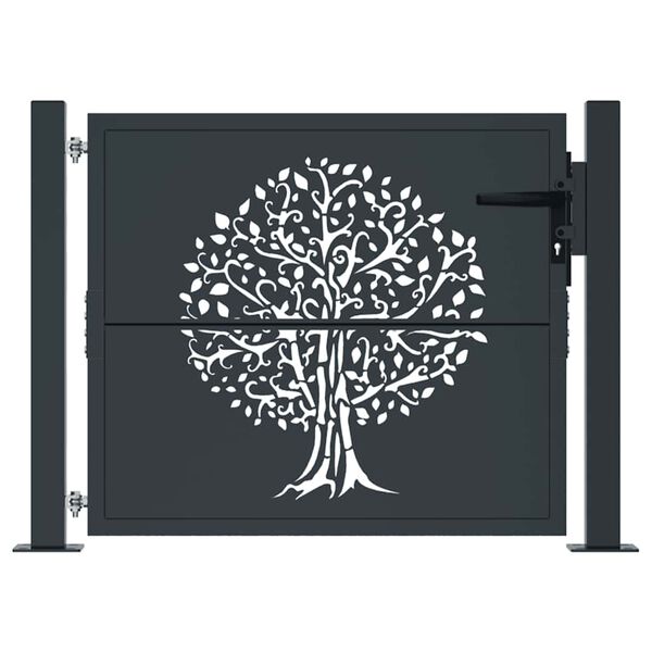 vidaXL Garden Gate Anthracite 100x100 cm Steel Tree Design