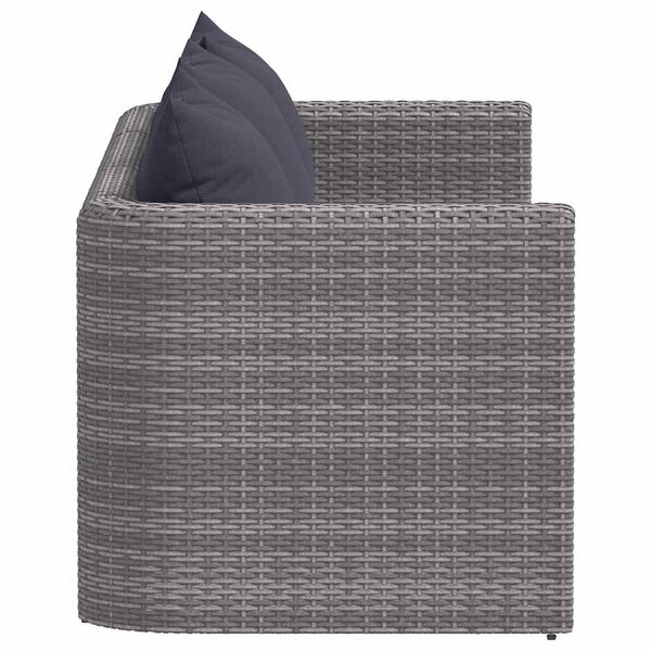 vidaXL 3 Piece Garden Sofa Set with Cushions Grey Poly Rattan