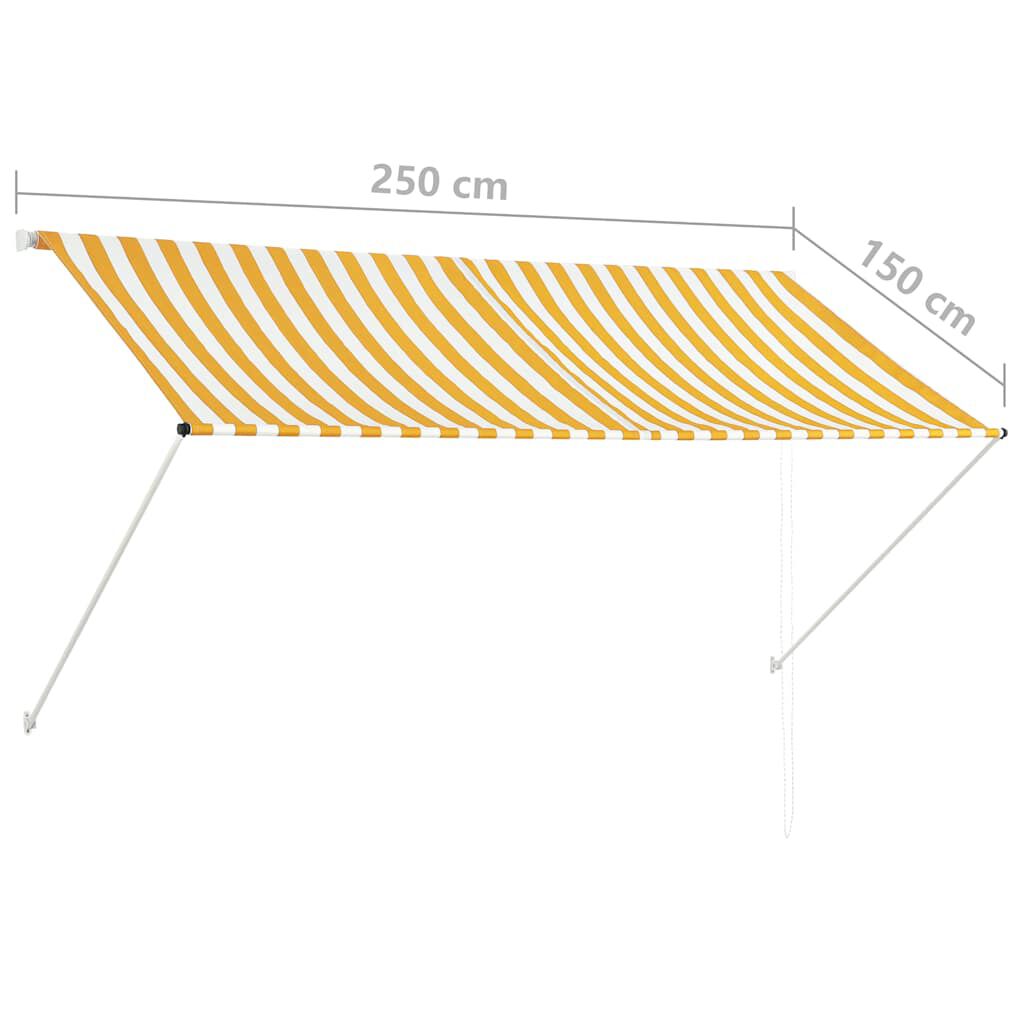 vidaXL Retractable Awning 250x150 cm Yellow and White