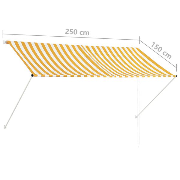 vidaXL Retractable Awning 250x150 cm Yellow and White