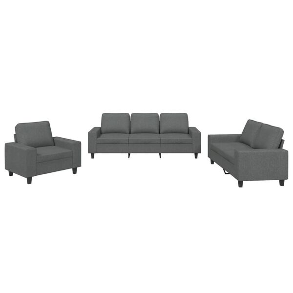 vidaXL 3 Piece Sofa Set Dark Grey Fabric