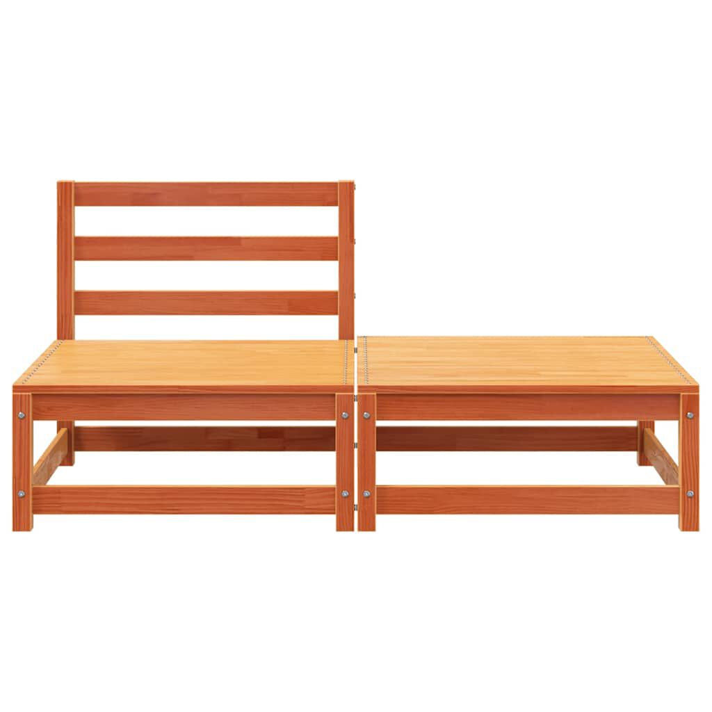 vidaXL Garden Sofa Armless with Footstool Wax Brown Solid Wood Pine