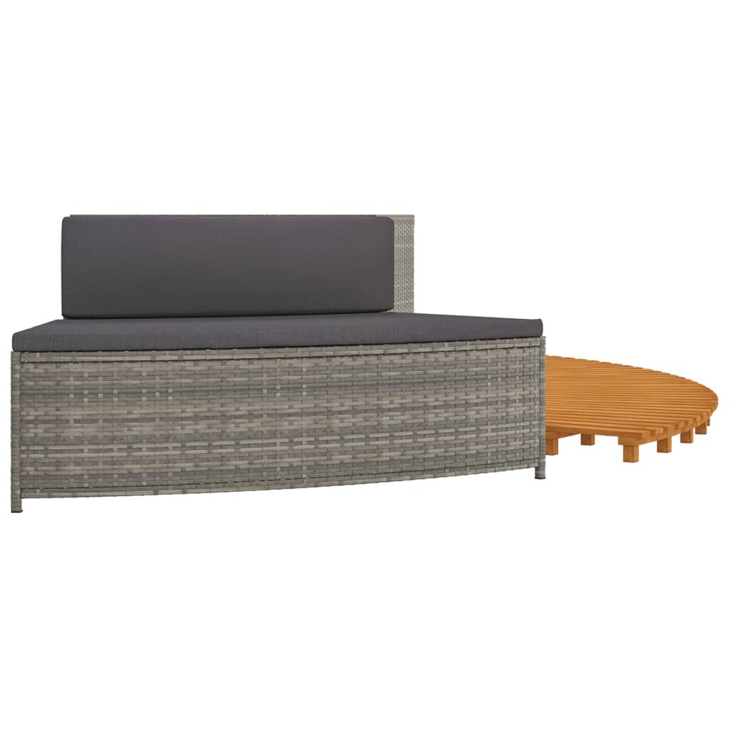 vidaXL Hot Tub Surround Grey Poly Rattan and Solid Wood Acacia