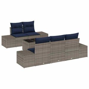 vidaXL Sofa Set with Cushion 6 pcs Grey Poly Rattan