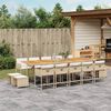 vidaXL 15 Piece Garden Dining Set with Cushions Beige Poly Rattan