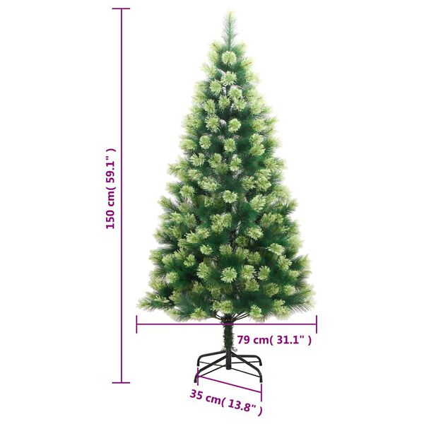vidaXL Artificial Hinged Christmas Tree 150 LEDs & Ball Set 150 cm