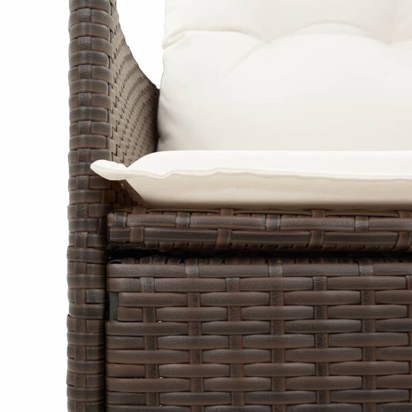 vidaXL Reclining Garden Chair with Cushions Brown Poly Rattan