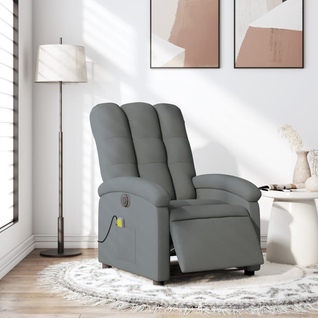 vidaXL Electric Massage Recliner Chair Dark Grey Fabric