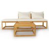 vidaXL 4 Piece Garden Lounge Set with Cushion Cream Solid Acacia Wood