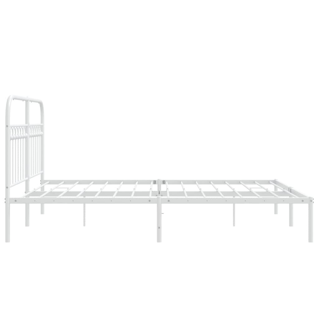 vidaXL Metal Bed Frame without Mattress with Headboard White 150x200cm