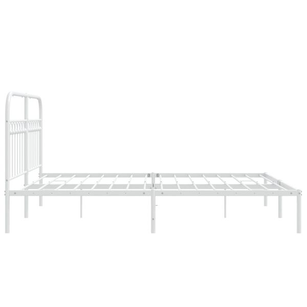 vidaXL Metal Bed Frame without Mattress with Headboard White 150x200cm