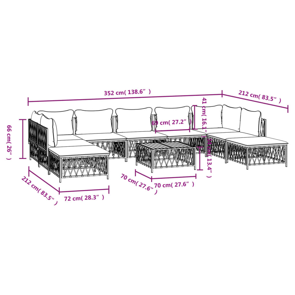 vidaXL 10 Piece Garden Lounge Set with Cushions Anthracite Steel