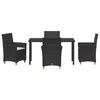 vidaXL Garden Dining Set 5 pcs Black Poly Rattan