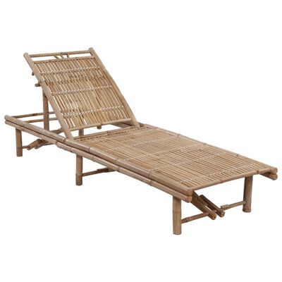 vidaXL Garden Sun Lounger with Cushion Bamboo