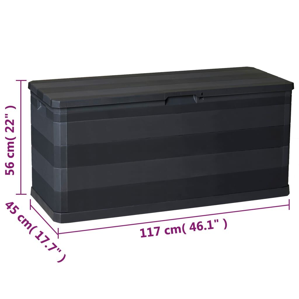 vidaXL Garden Storage Box Black 117x45x56 cm
