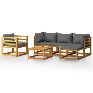 vidaXL 6 Piece Garden Lounge Set with Cushion Solid Acacia Wood