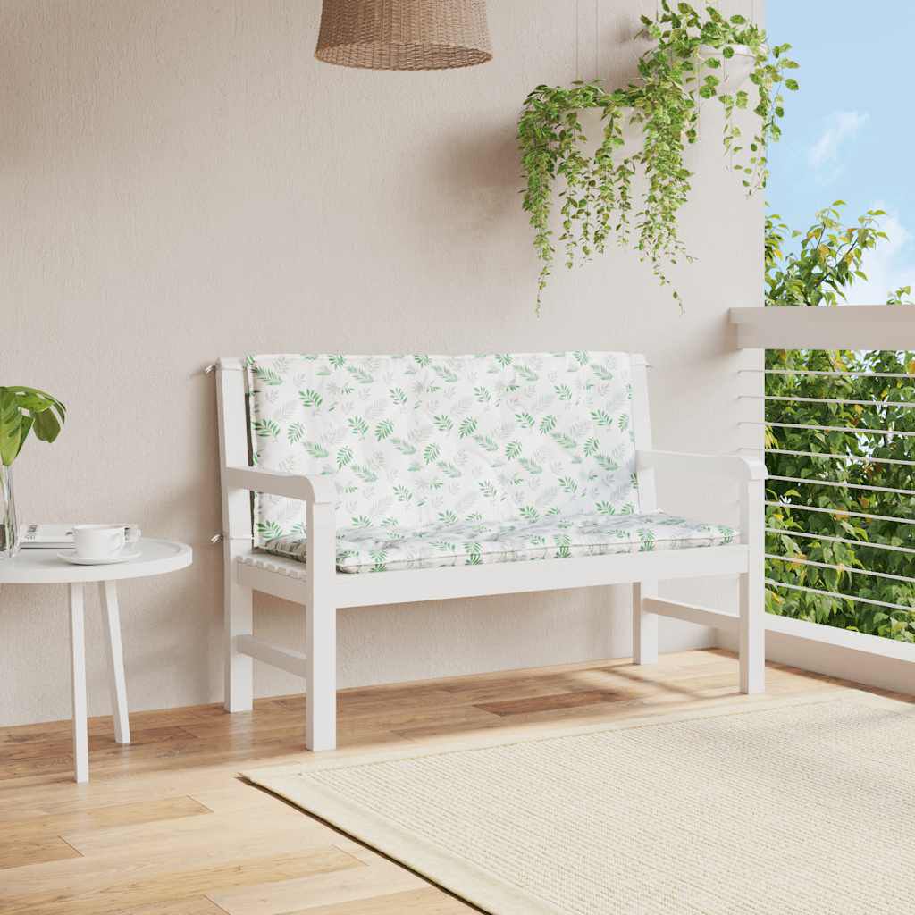 vidaXL Garden Bench Cushions 2pcs Leaf Pattern 120x50x7cm Fabric