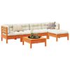 vidaXL 6 Piece Garden Sofa Set with Cushions Wax Brown Solid Wood Pine