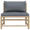 vidaXL Garden Middle Sofa with Dark Grey Cushions Bamboo