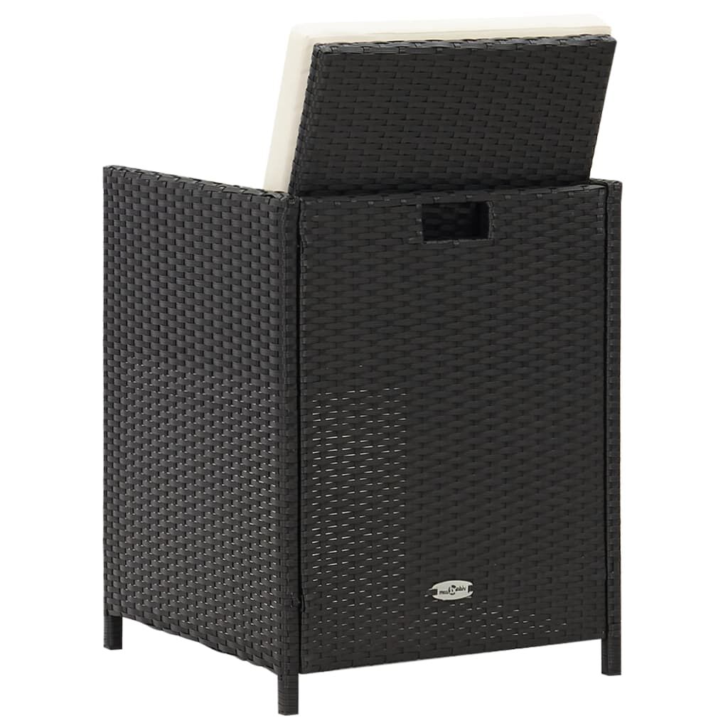 vidaXL Garden Chairs 2 pcs with Cushions and Pillows Poly Rattan Black