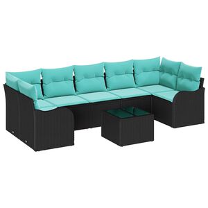 vidaXL Garden Sofa Set with Cushion Manual 8 pcs Black and Turquoise