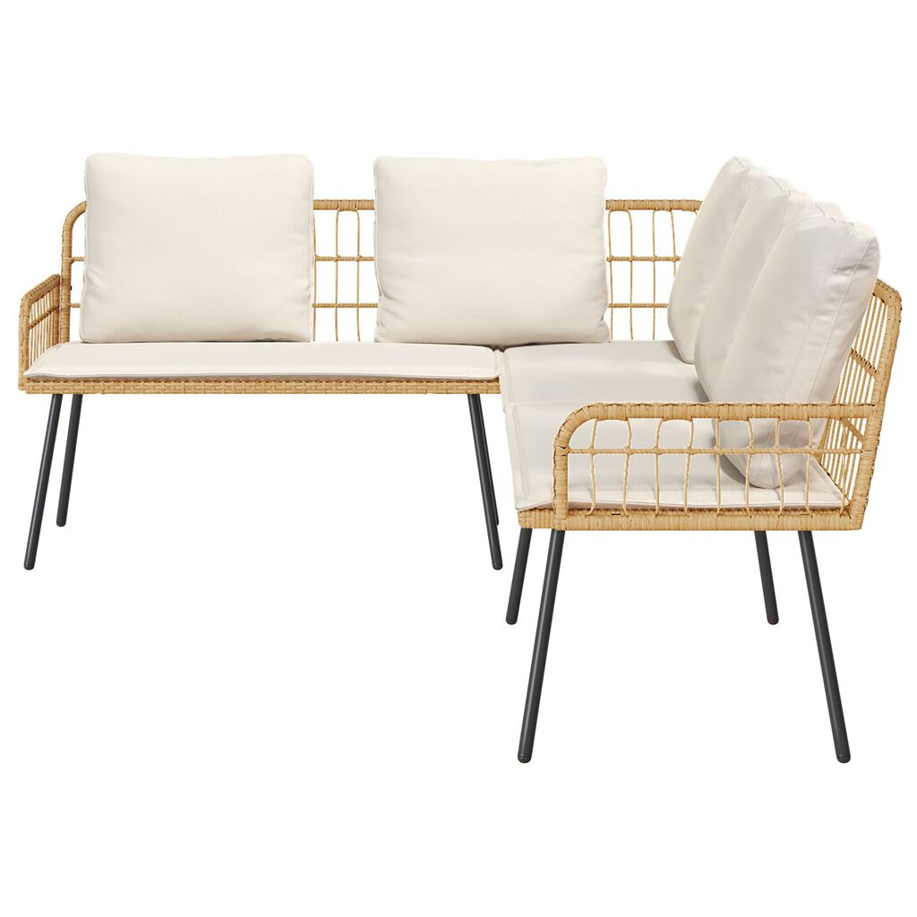 vidaXL 2 Piece Garden Sofa Set with Cushions Natural Poly Rattan