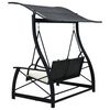 vidaXL 3-Seater Garden Swing Bench with Canopy Poly Rattan Black