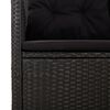 vidaXL Reclining Garden Bench with Cushions Black 118 cm Poly rattan