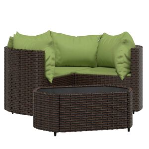 vidaXL 4 Piece Garden Lounge Set with Cushions Brown Poly Rattan
