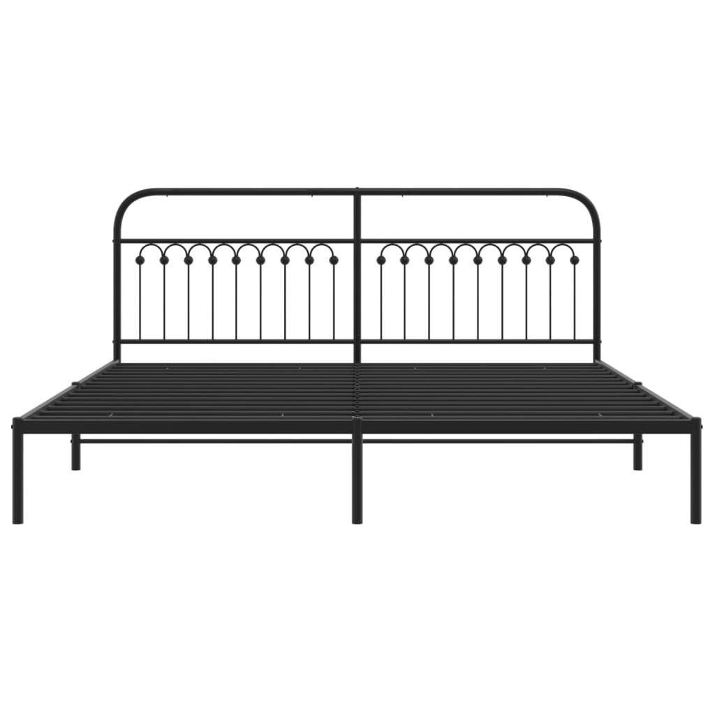 vidaXL Metal Bed Frame without Mattress with Headboard Black 193x203cm