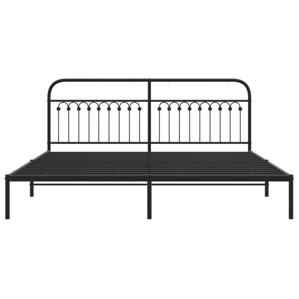 vidaXL Metal Bed Frame without Mattress with Headboard Black 193x203cm