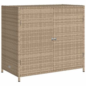 vidaXL Garden Storage Cabinet Beige 83x45x76 cm Poly Rattan