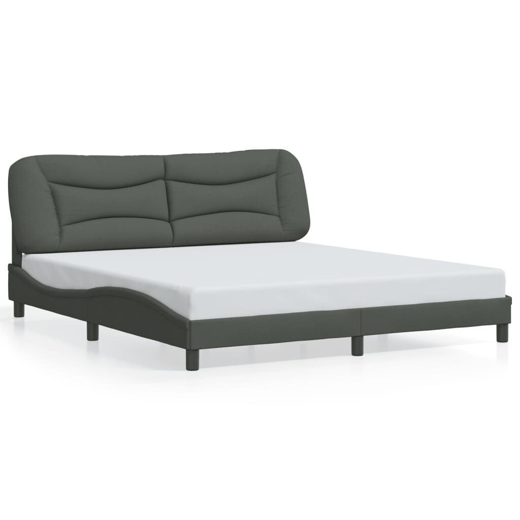 vidaXL Bed Frame with LED without Mattress Dark Grey 193x203 cm Fabric