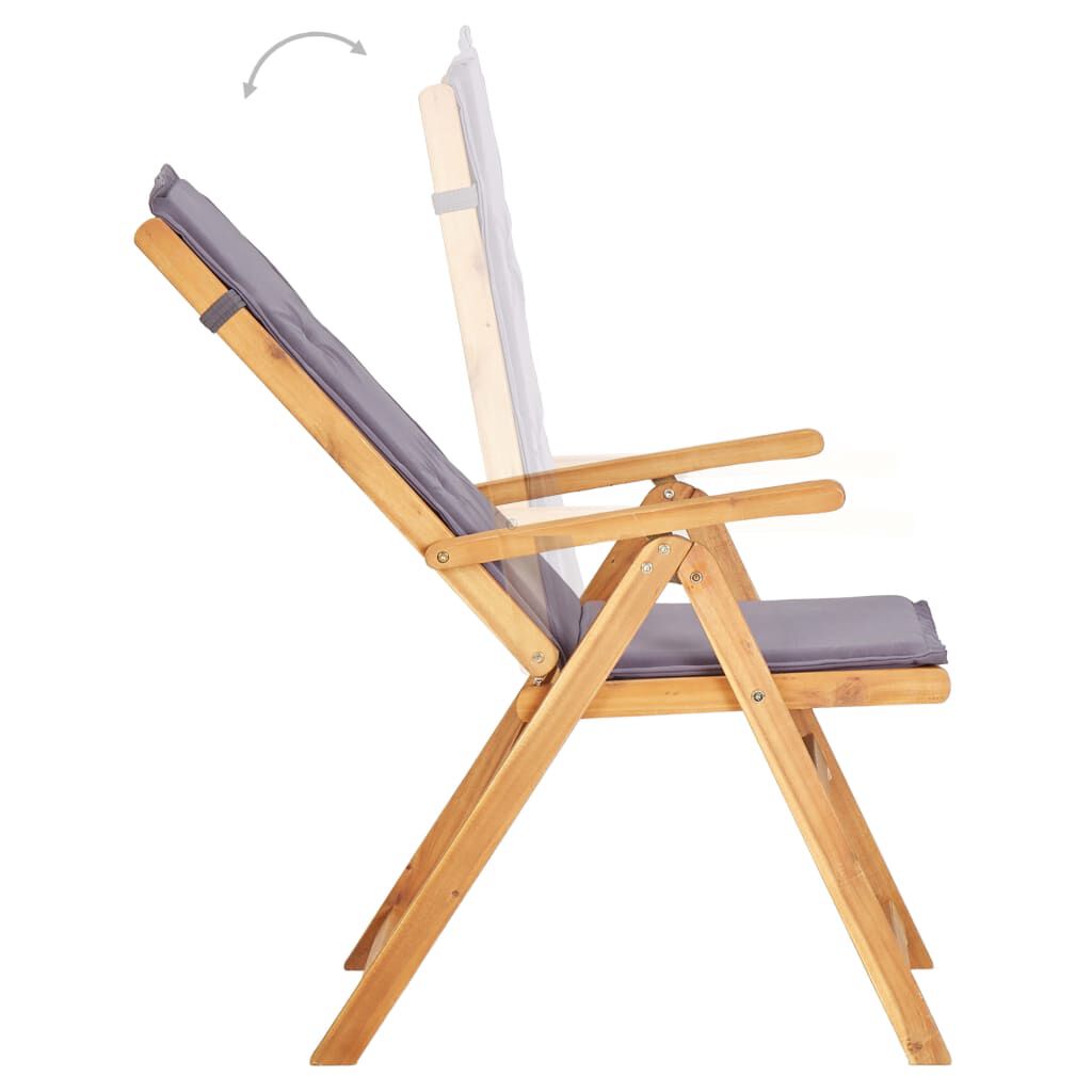 vidaXL Reclining Garden Chairs 2 pcs Brown Solid Acacia Wood