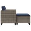 vidaXL Garden Sofa 2-Seater with Stools Grey Poly Rattan