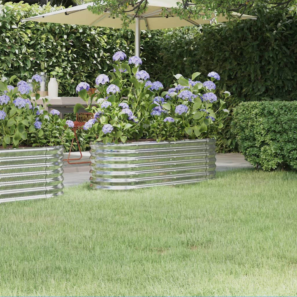 vidaXL Garden Raised Bed Powder-coated Steel 114x40x36 cm Silver
