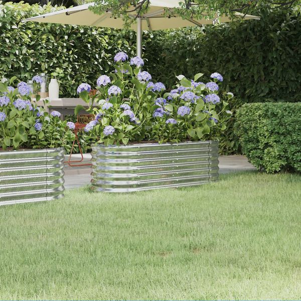 vidaXL Garden Raised Bed Powder-coated Steel 114x40x36 cm Silver