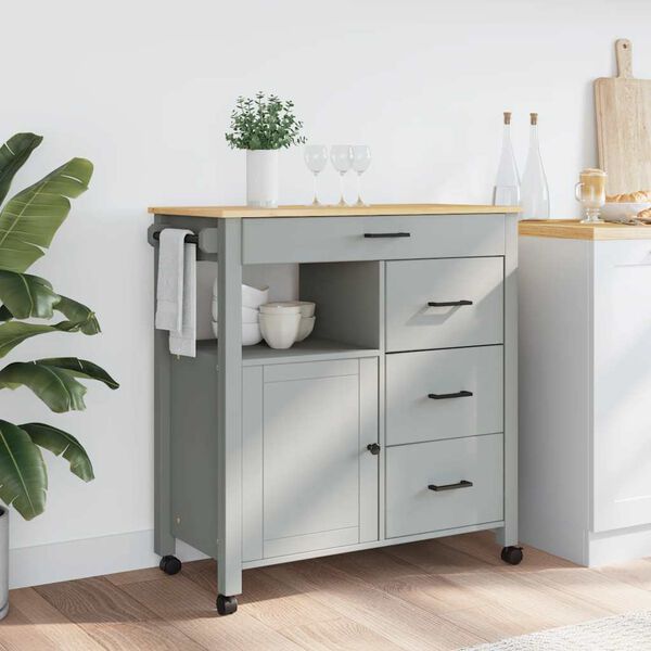 vidaXL Kitchen Trolley MONZA 84x40x90 cm Solid Wood Pine