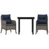 vidaXL 3 Piece Garden Dining Set with Cushions Grey Poly Rattan