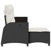 vidaXL Reclining Garden Sofa with Cushions L-shaped Black Poly Rattan