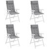 vidaXL Highback Chair Cushions 4 pcs Grey Oxford Fabric