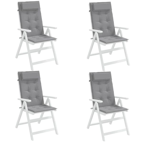 vidaXL Highback Chair Cushions 4 pcs Grey Oxford Fabric